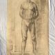 Large drawing of a man signed around 1943 pencil on paper dimensions: height -120cm-
