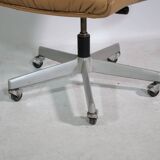Modern leather office chair with chrome base, 1970s.
