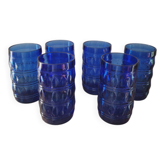 6 cobalt blue glasses "Francesinho" Brazil