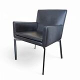 2 x Manet Minotti arm chairs 1990s / dark brown leather / chrome height 83