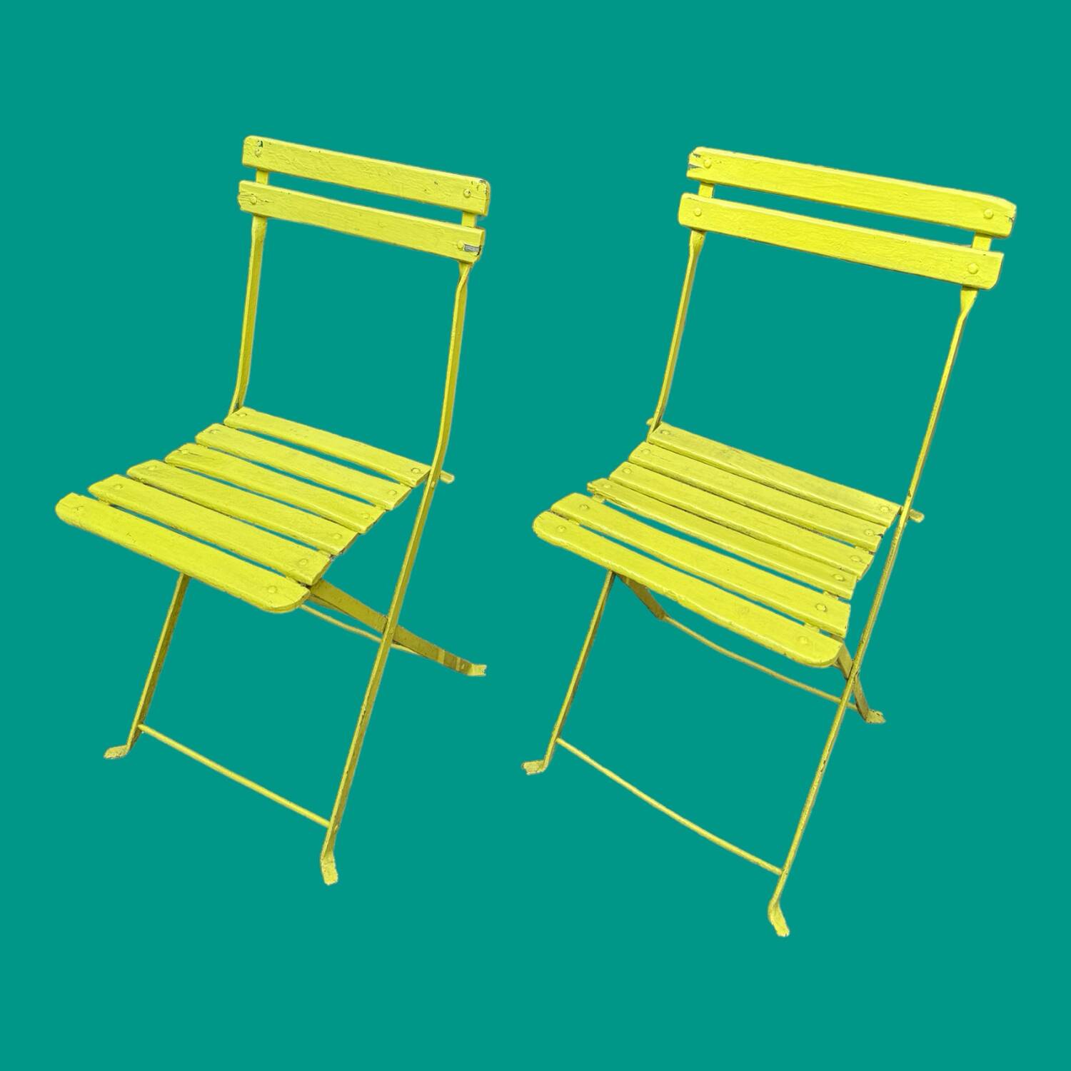 Two old folding garden chairs