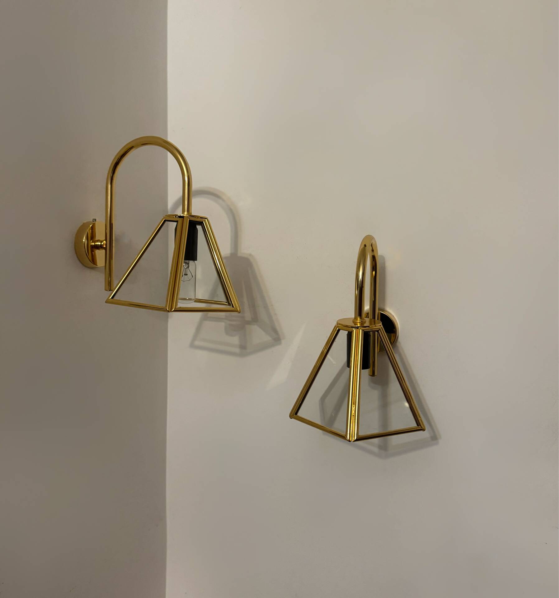 Vintage gold swan neck wall lights