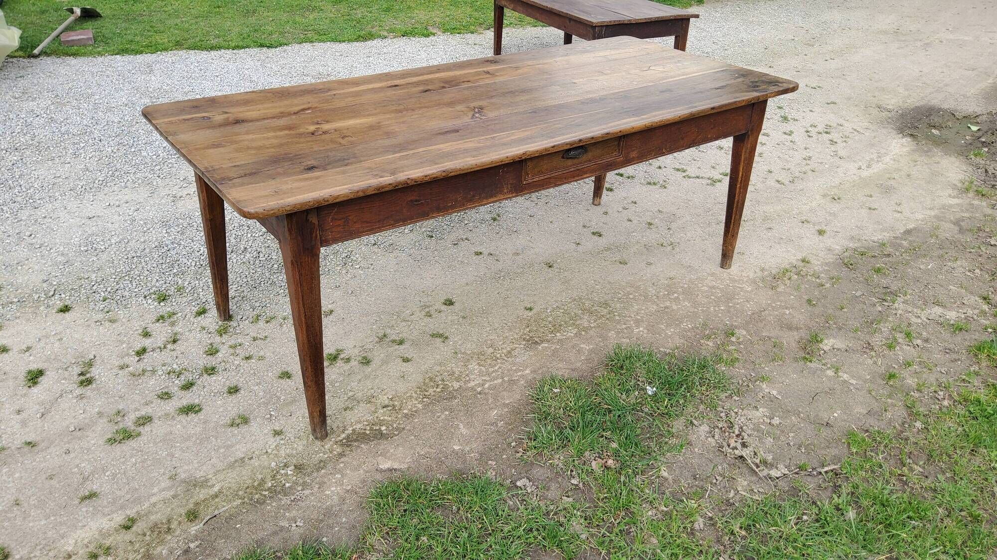 Farmhouse table NINETEENTH CENTURY OAK 200cm feet spindles 3 drawers belt