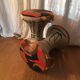 2 Tam-Tam stools dressed in burlap and original vintage fabric