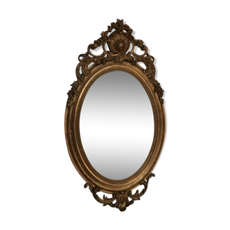 Miroir ovale feuille d’or Louis XVI 52x90cm
