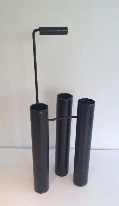 Designer umbrella stand in black lacquered metal