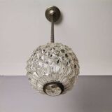 Portuguese Mid Century clear crystal acrylic tall hanging lamp for high ceilings, 1960s