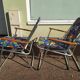 Lot de 4 chaise de camping pliante vintage bleu fleur