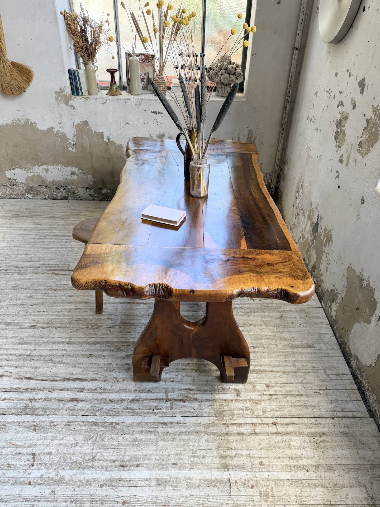 Dining table in solid olive wood Maison Skela 1960