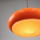 Mid-century acrylic italian orange pendant lamp