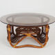 Rattan and glass coffee table