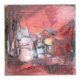 Oil on canvas signed Monique Humbert, abstract composition, wall painting, interior decoration.