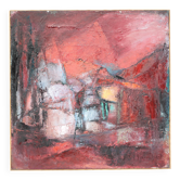 Oil on canvas signed Monique Humbert, abstract composition, wall painting, interior decoration.