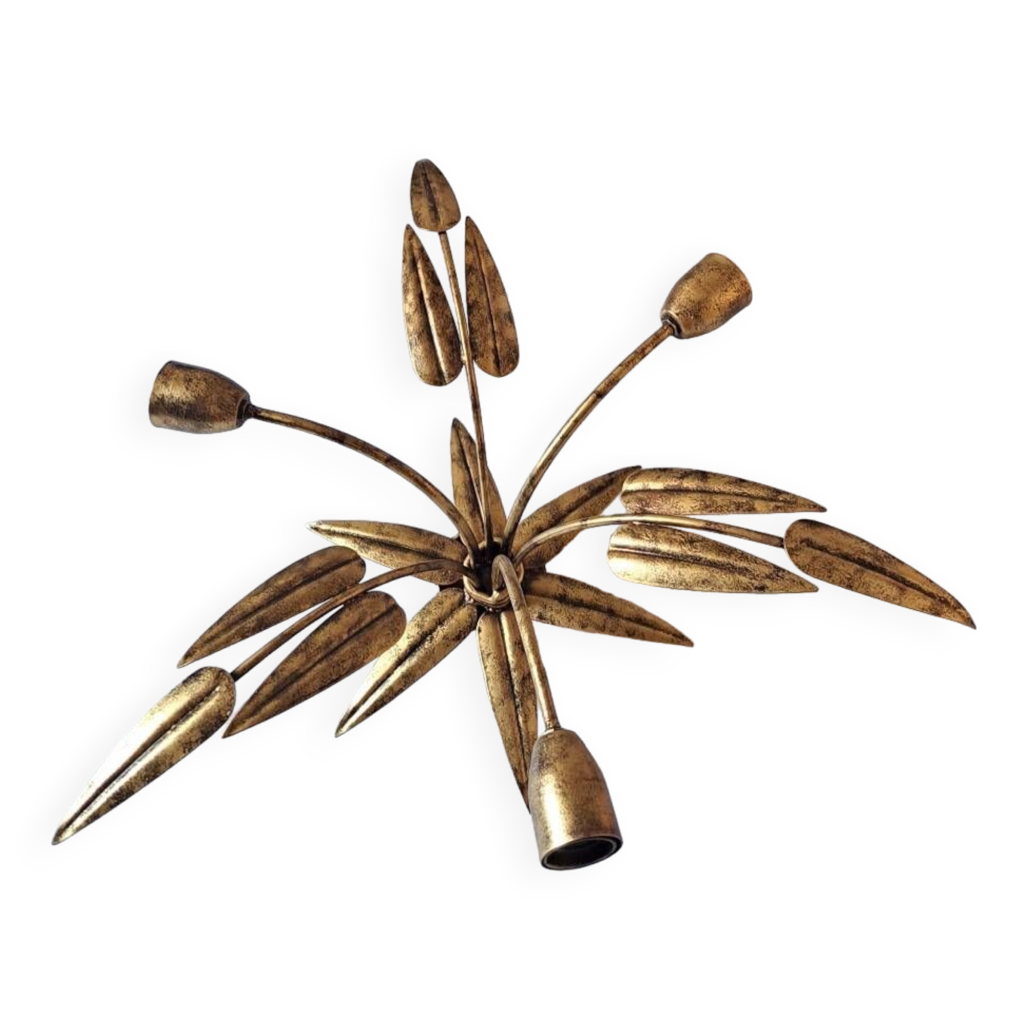 Plafonnier, applique feuille en métal doré