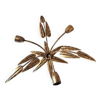 Plafonnier, applique feuille en métal doré
