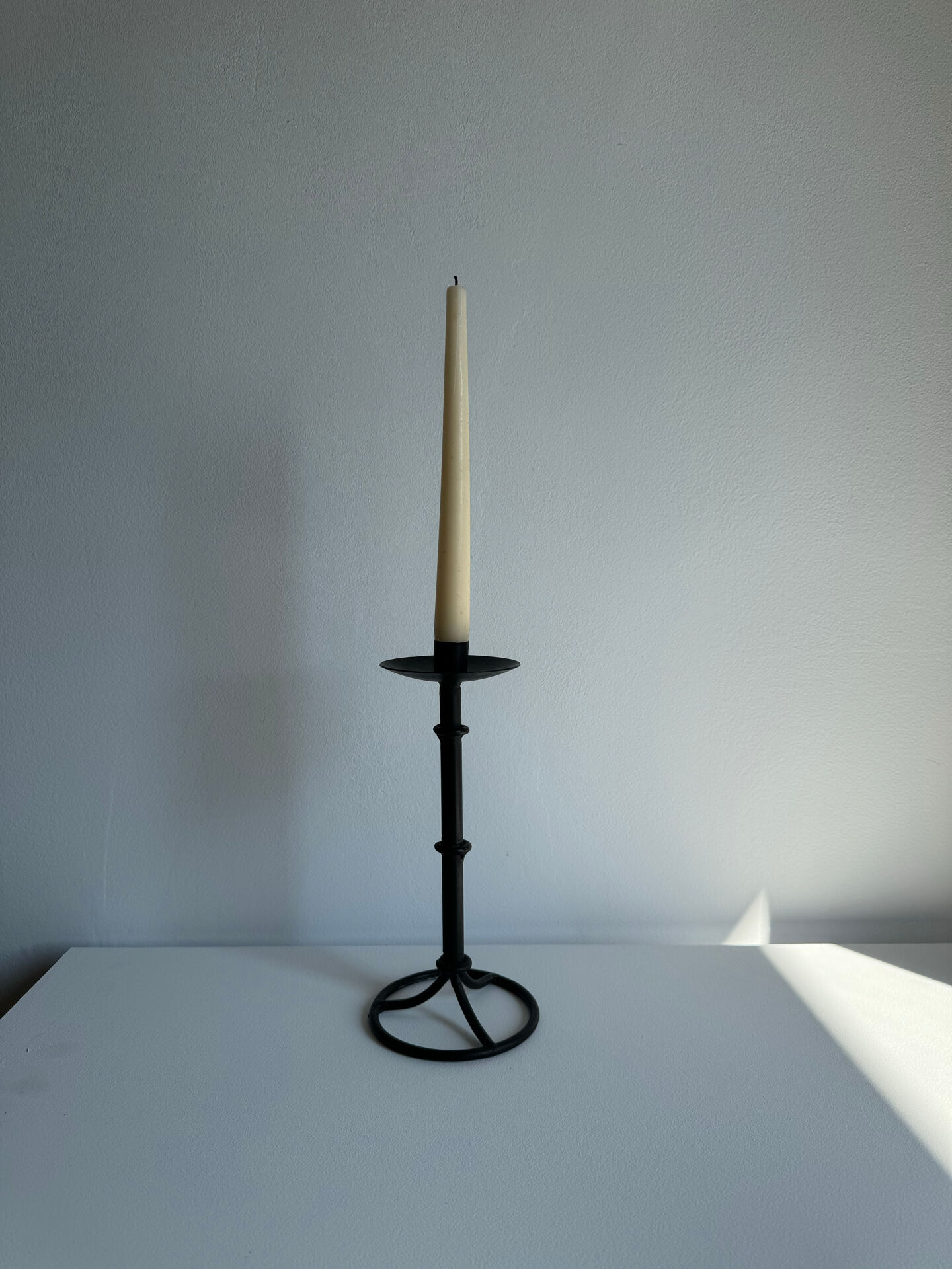 Vintage Brutalist Candle Holder In Black Metal