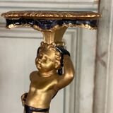 Pair of carved wooden pedestals, black and gold patina circa 1900