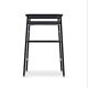 Set of 5 contemporary navy blue leather bar stools.