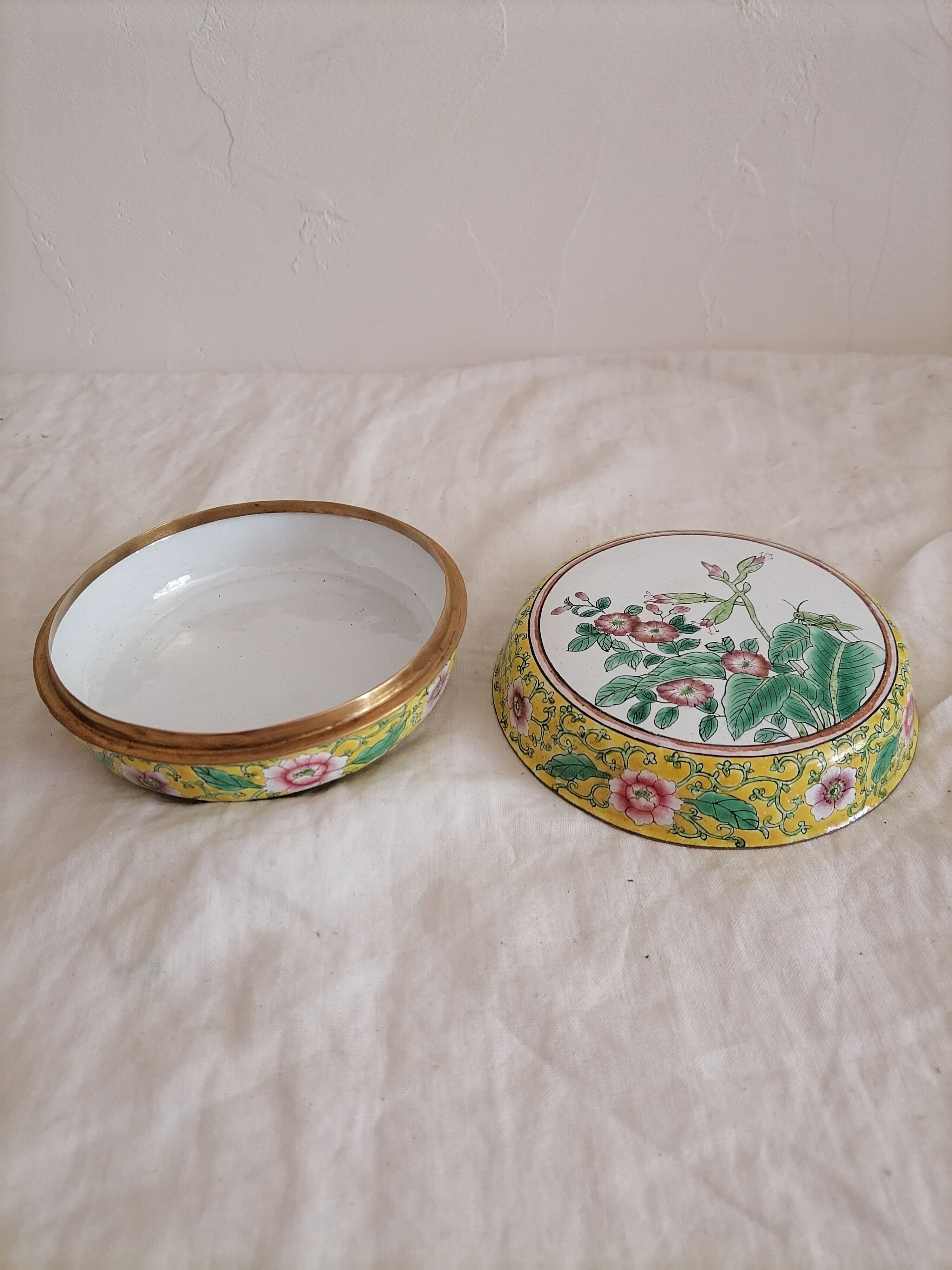 Old Chinese enamelled copper box.