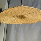 Small suspension, rattan luminaire in hat shape D:60cm