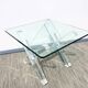 Table basse carrée ' Tréteaux ' . Plexi & verre. Vintage 80s