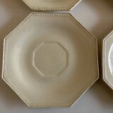 Set of 4 octagonal pearl plates Creil & Montereau 19th