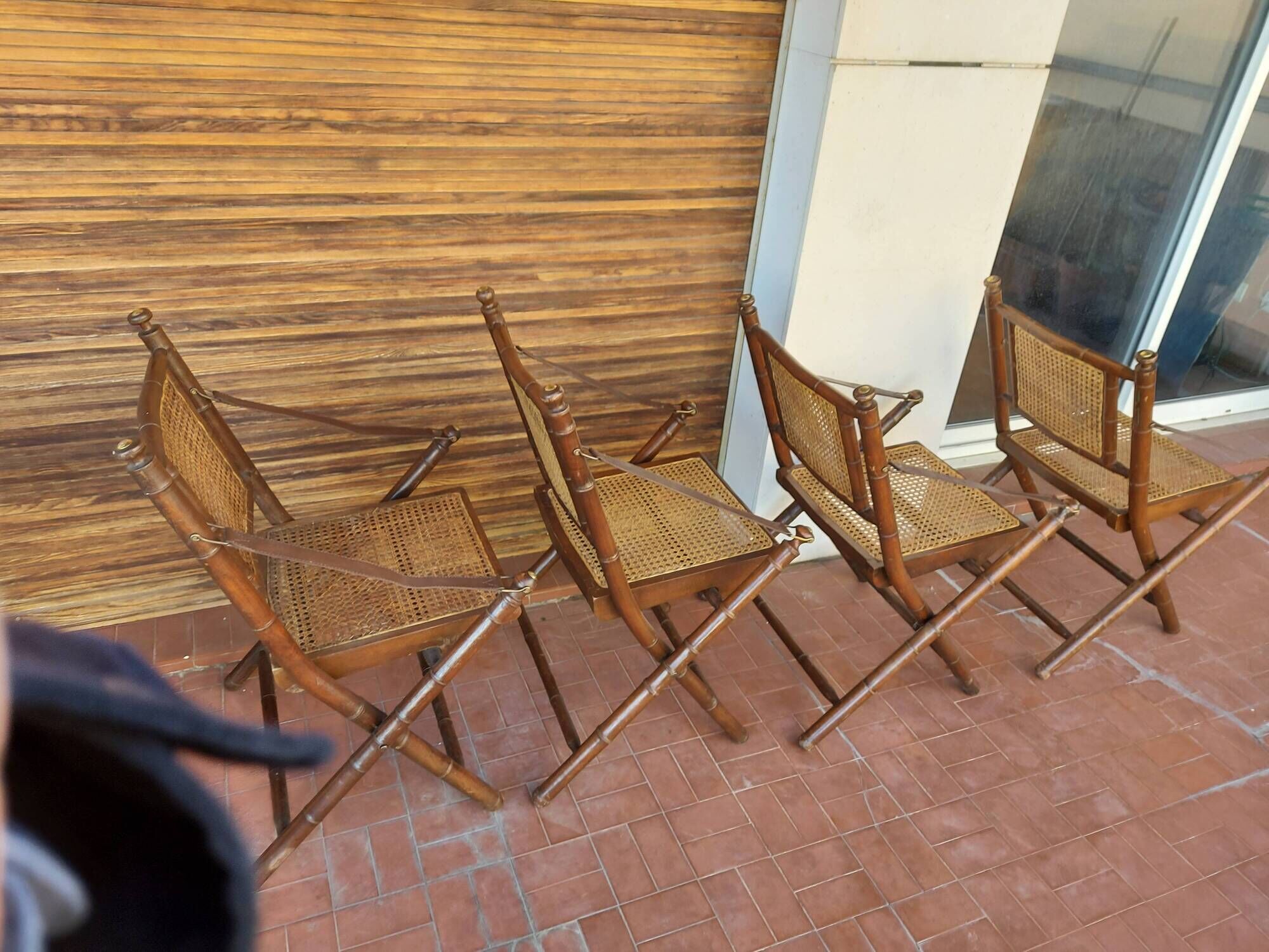 Set of 4 folding chairs old colonial style