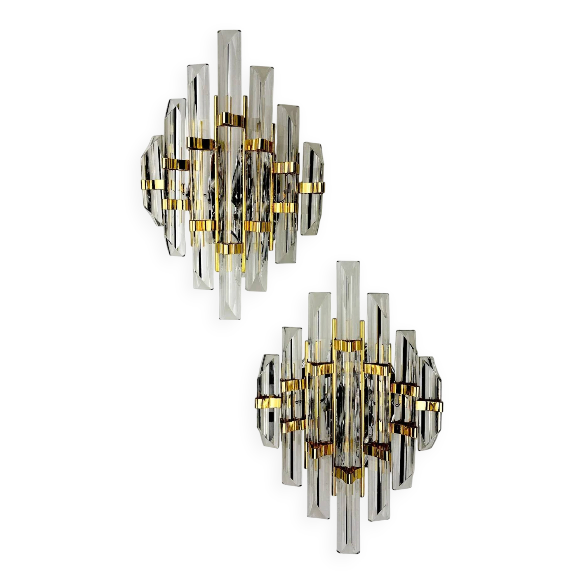 Paire d'appliques Venini, verre taillé de Murano, vers 1970, Italie