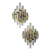 Paire d'appliques Venini, verre taillé de Murano, vers 1970, Italie