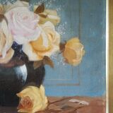 Oil on canvas "bouquets of roses" signed Charles Liebert