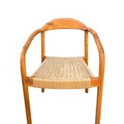 Ensemble de 4 chaises en bois massif avec cordon et accoudoirs