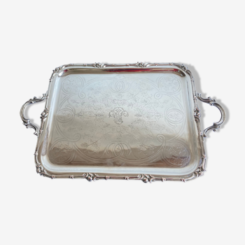 Old flat tray of service Christofle model rockeries silver metal