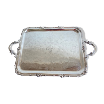 Old flat tray of service Christofle model rockeries silver metal