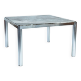 Kho liang ie dining table in aluminium and green marble, dutch, 1970s