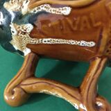 Polychrome ceramic beer mug with fat lava effect