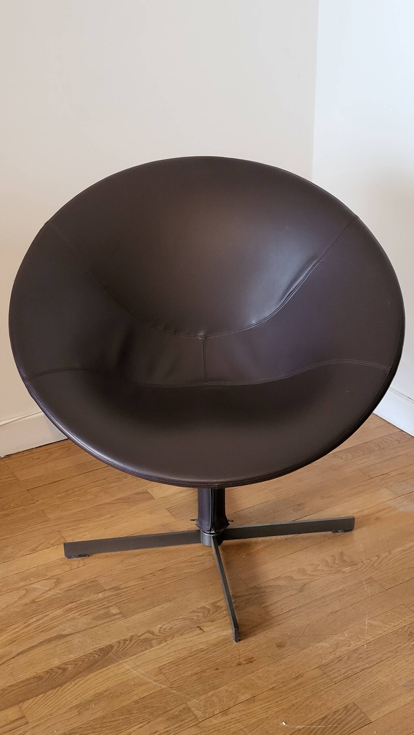 Christophe Pillet armchair by Zanotta in brown leather, modern Italy.