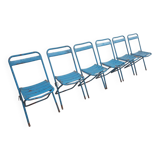 Set of 6 school or industrial style folding chairs from the 1950s/60s