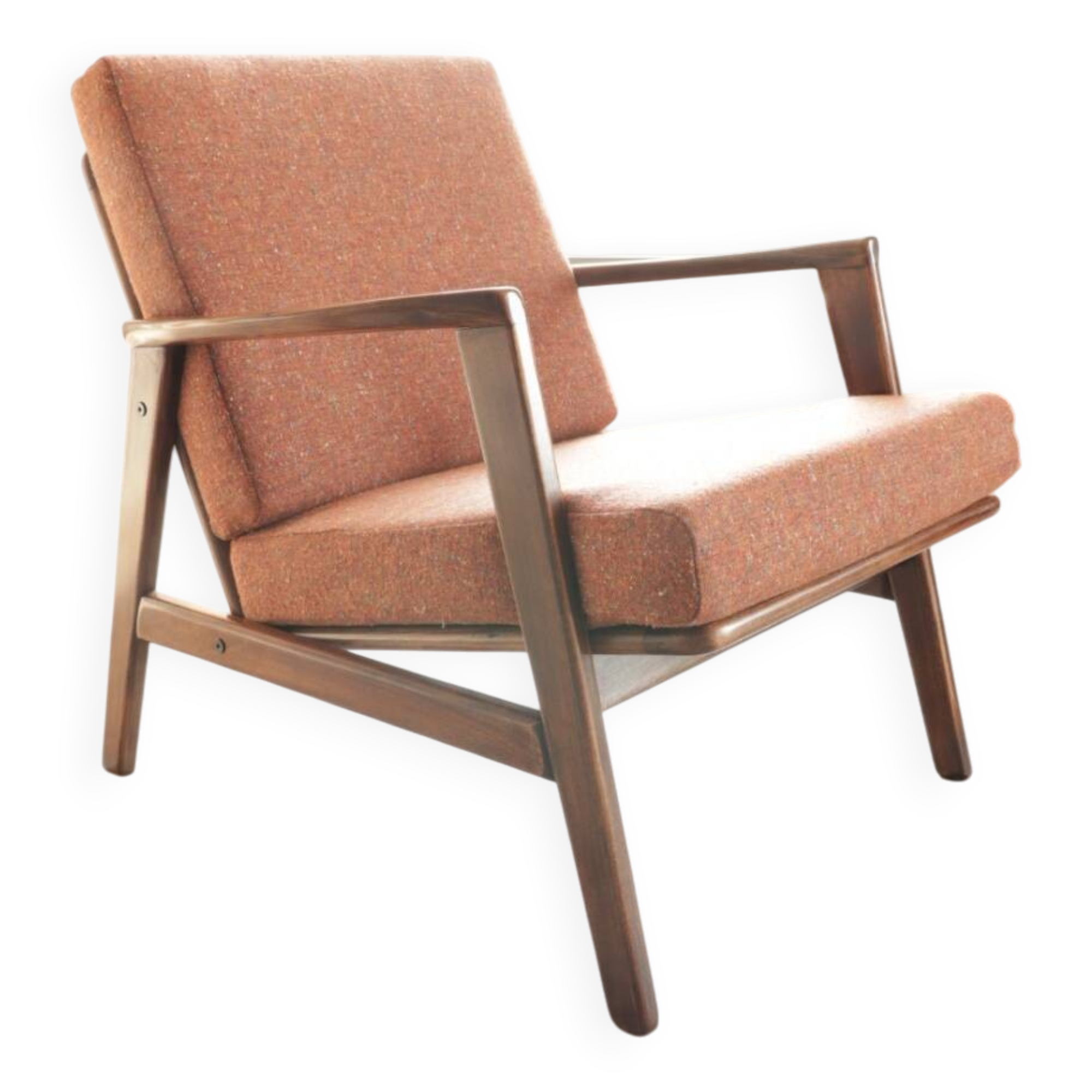 Vintage rust bronze armchair Scandinavian design 1960