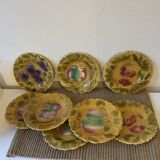 Set of 8 dessert plates in Sarreguemines barbotine