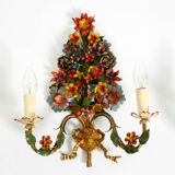 A pair of beautiful 1960s hand-painted and gilded metal wall lamps by Hans