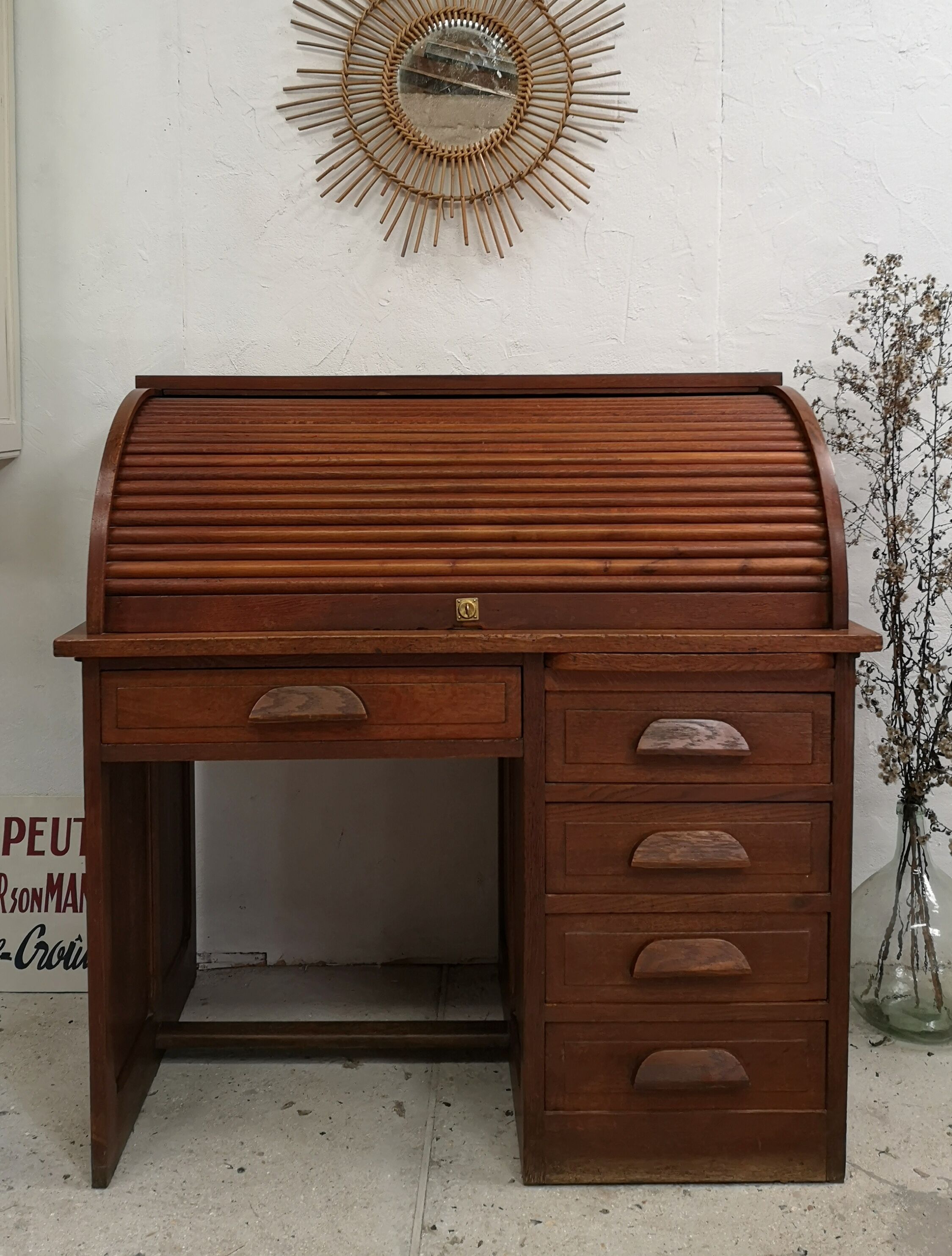 American office with curtain box administration oak