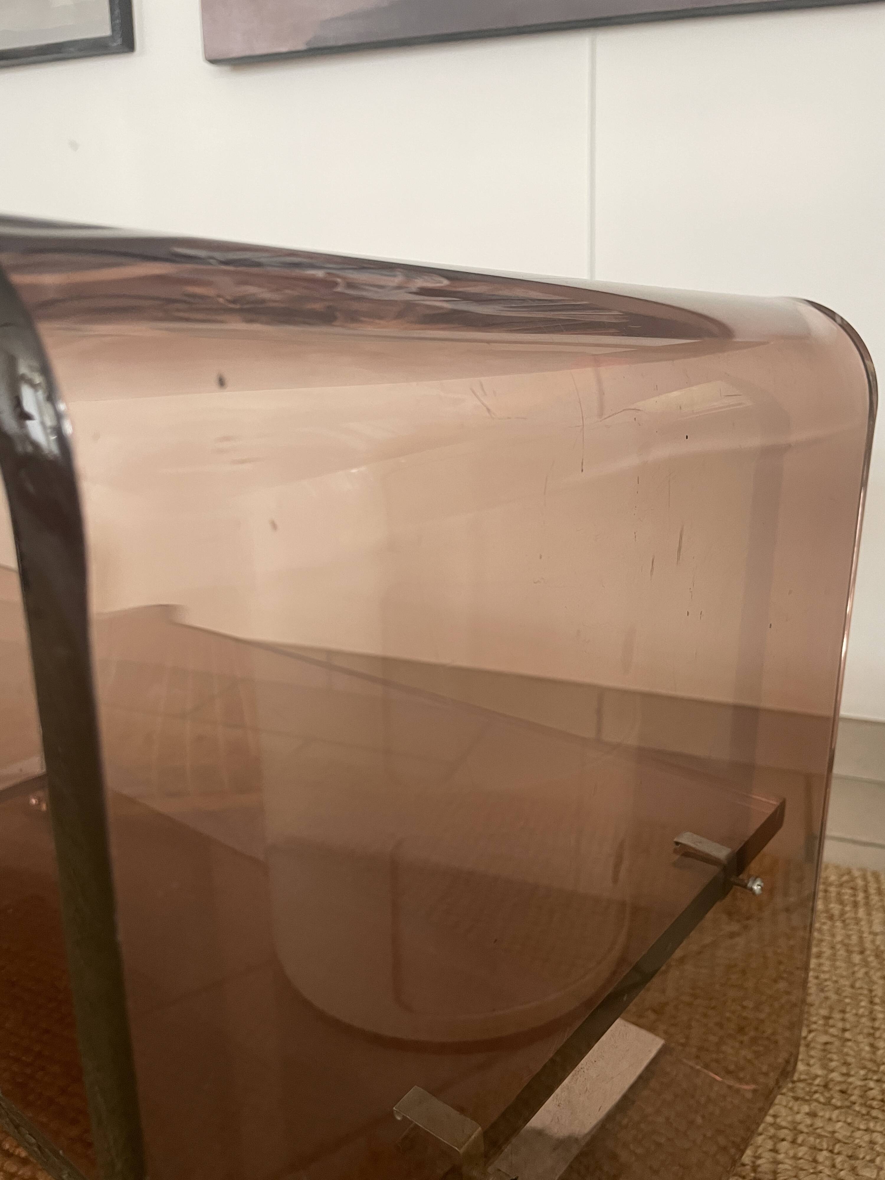 Coffee table in smoked plexiglass by Michel Dumas for Roche Bobois