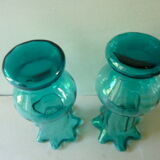 Pair of bride in blue duck glass vases of the 1920s