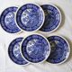 Set of 6 flat plates Villeroy and Boch, blue Rusticana model, vintage