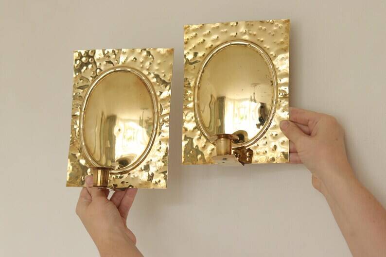 Pair of Swedish Brass Wall Sconces