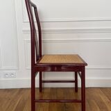 Set of 7 lacquered and caned chairs 1980 MONTINA SPA Italy