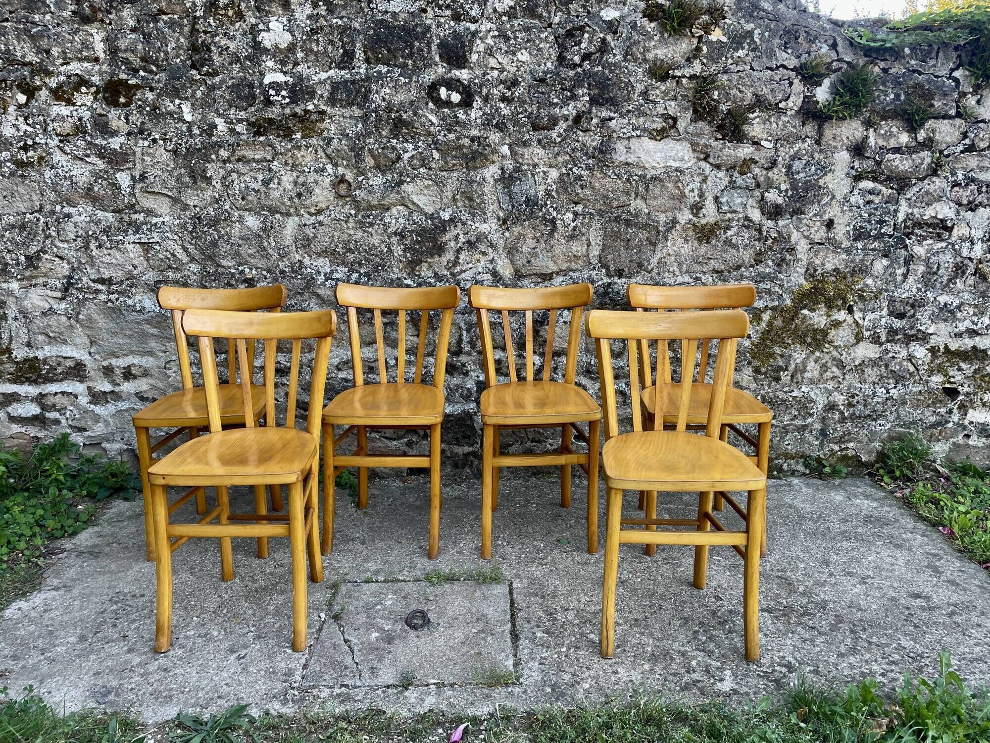 Set of 6 Luterma beech chairs, 1950.