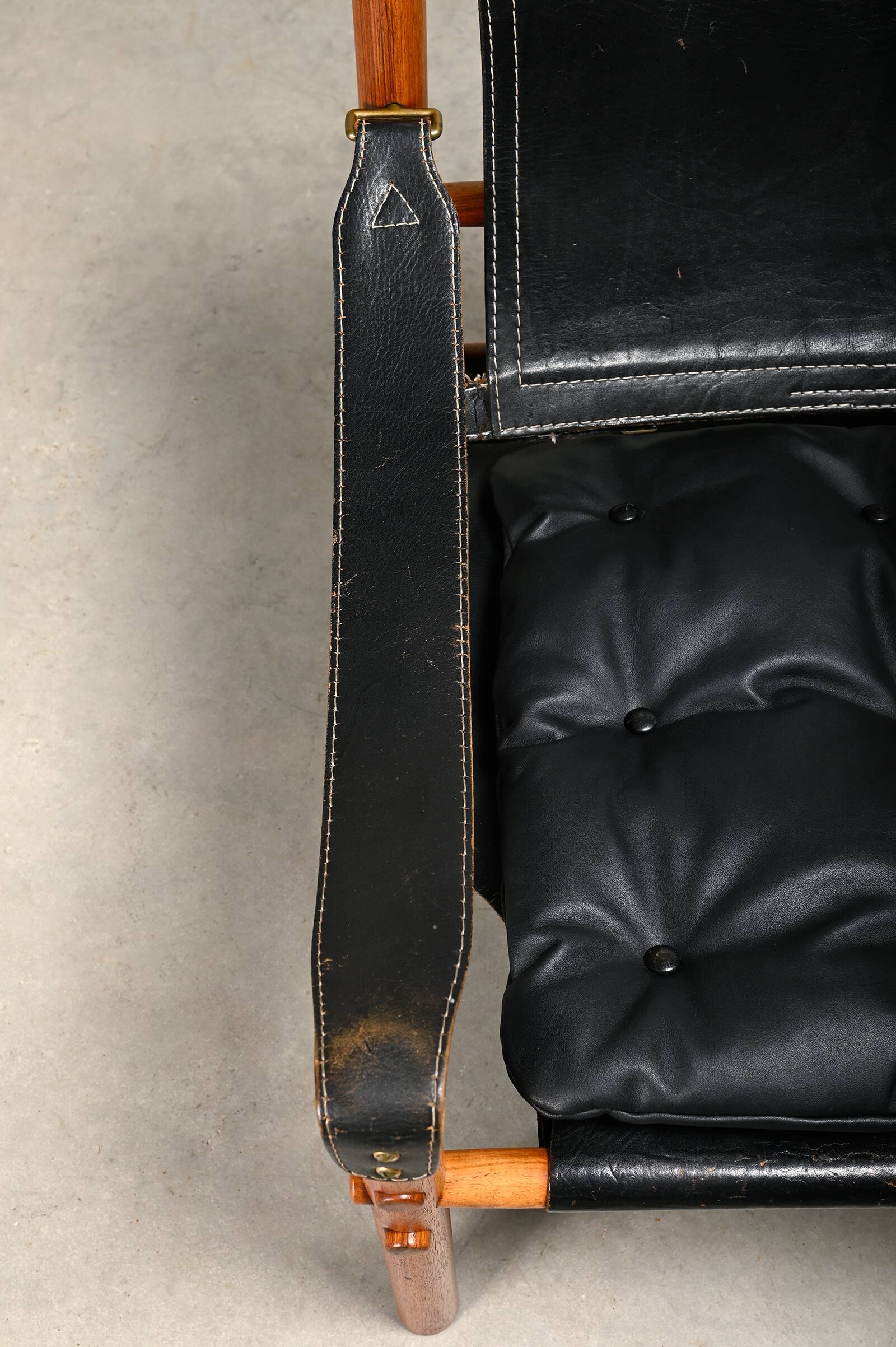 Arne Norell Sirocco Safari Lounge Chair in Rosewood and Black Leather, Swed