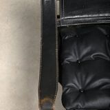 Fauteuil lounge Sirocco Safari d'Arne Norell en palissandre et cuir noir, Suède