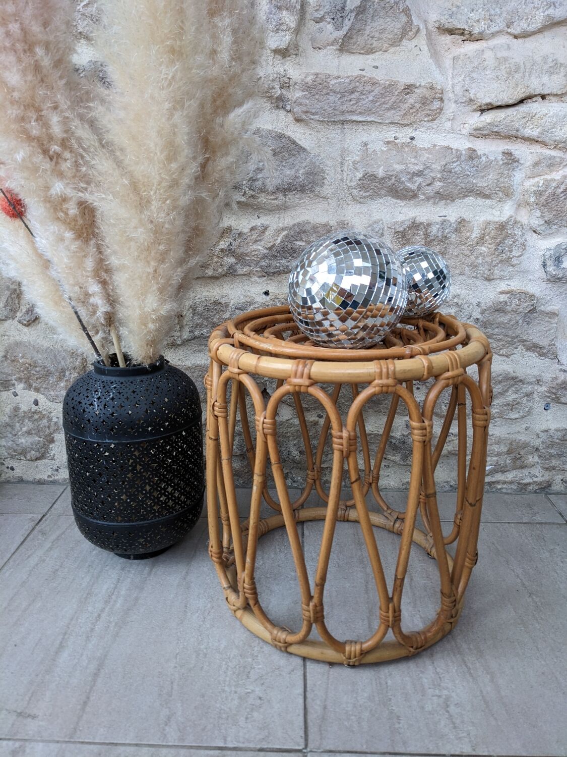 Vintage rattan stool
